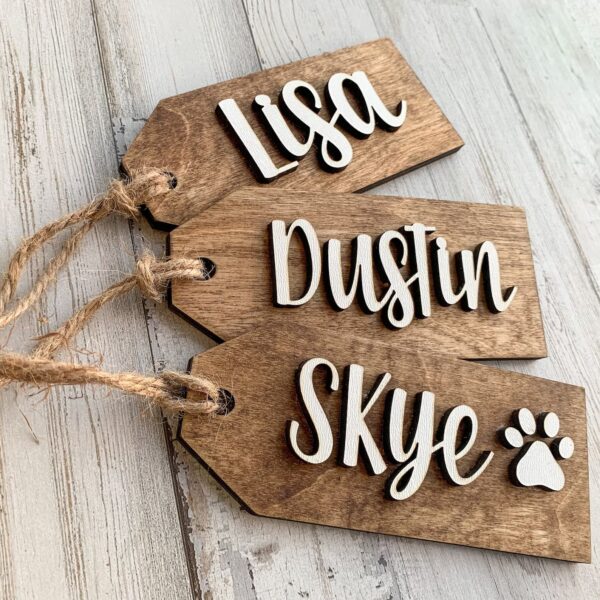 Personalized Gift Tags | Wooden Stocking Name Tags - Image 3