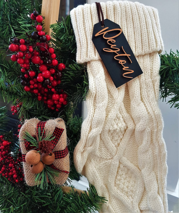 Personalized Gift Tags | Wooden Stocking Name Tags