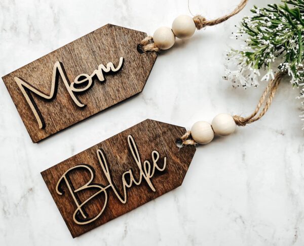Personalized Gift Tags | Wooden Stocking Name Tags - Image 2